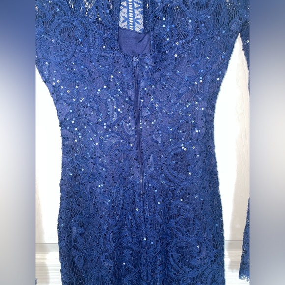 Sequin Hearts Junior Size 3 formal cocktail sequin long sleeve lace mini dress - Picture 5 of 10